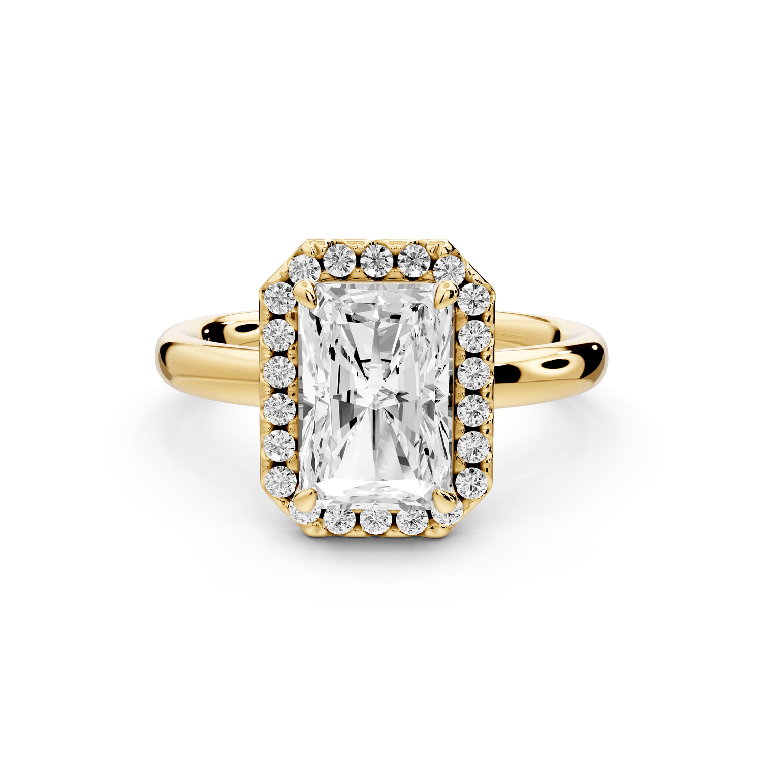 Eliana - 2ct 14k yellow gold radiant diamond with halo engagement ring - Mr. Alex Jewelry