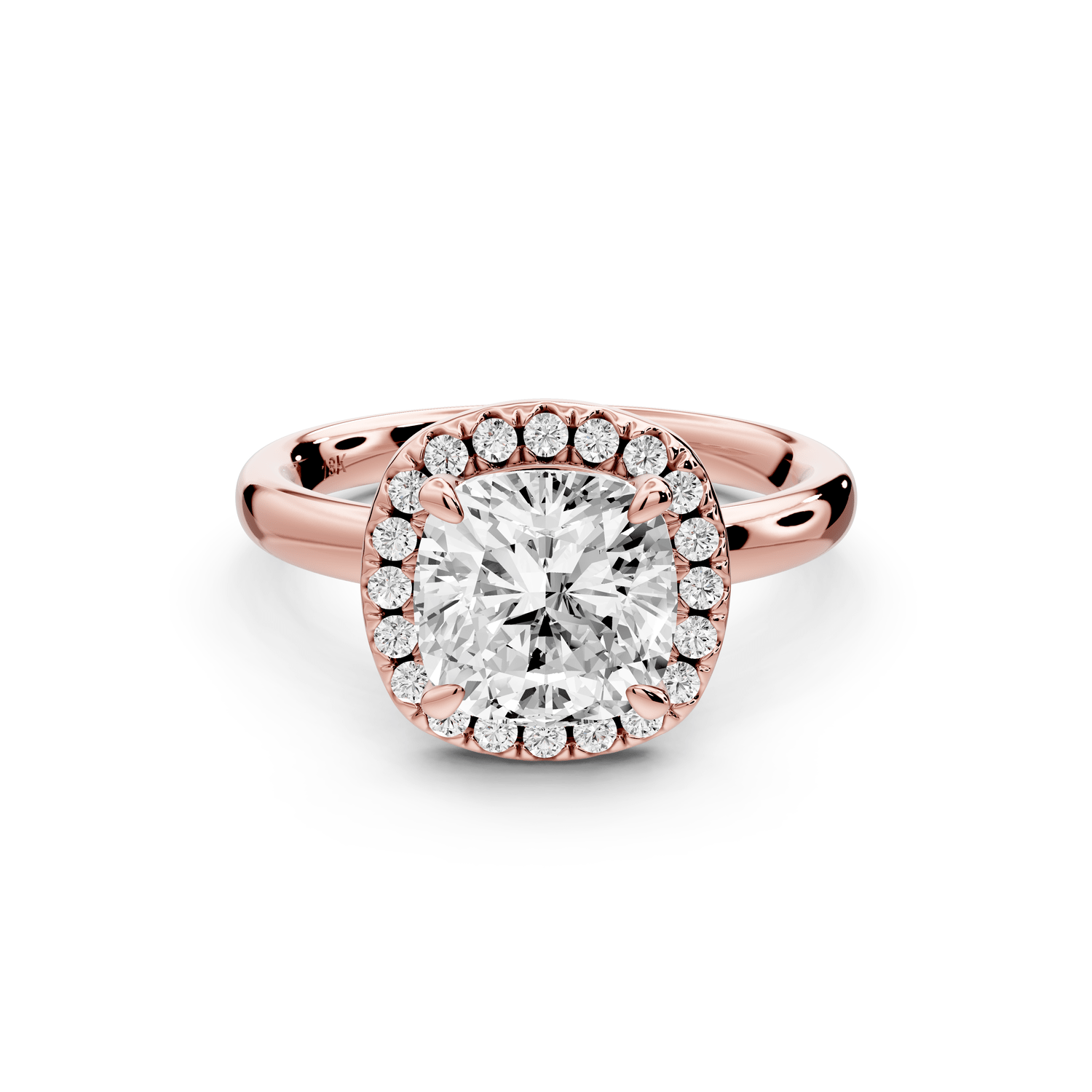 Eliana - 2ct 18k rose gold cushion diamond with halo engagement ring - Mr. Alex Jewelry
