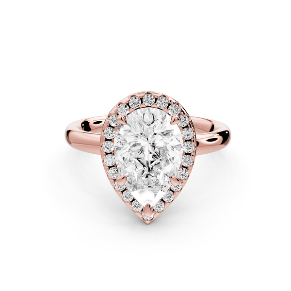 Eliana - 2ct 18k rose gold pear diamond with halo engagmennt ring - Mr. Alex Jewelry