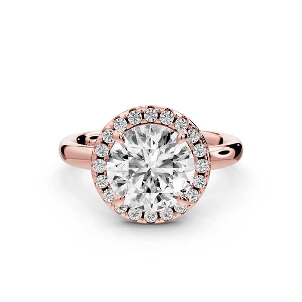 Eliana - 2ct 18k rose gold round diamond with halo engagmennt ring - Mr. Alex Jewelry