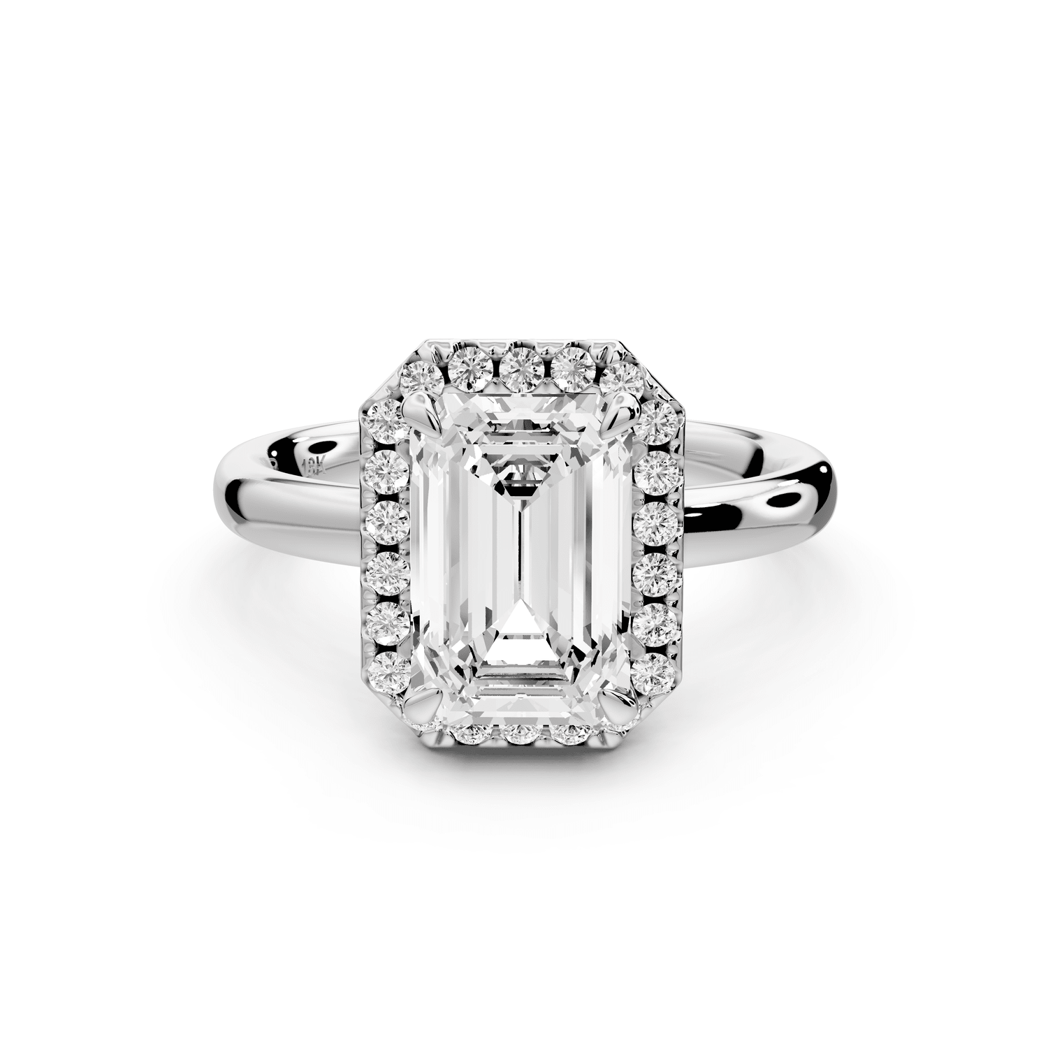 Eliana - 2ct 18k white gold emerald diamond with halo engagmennt ring - Mr. Alex Jewelry