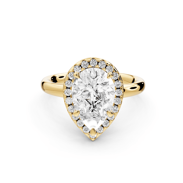 Eliana - 2ct 18k yellow gold pear diamond with halo engagmennt ring - Mr. Alex Jewelry