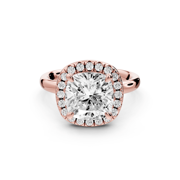 Eliana - 3ct 14k rose gold cushion diamond with halo engagement ring - Mr. Alex Jewelry