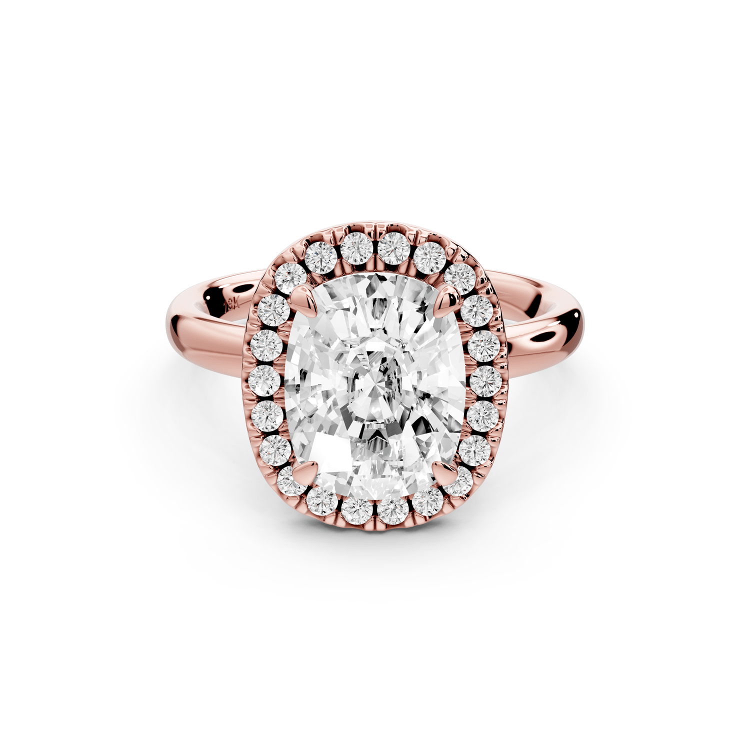 Eliana - 3ct 14k rose gold ecushion diamond with halo engagement ring - Mr. Alex Jewelry