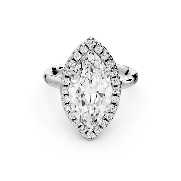 Eliana - 3ct 14k white gold marquise diamond with halo engagement ring - Mr. Alex Jewelry