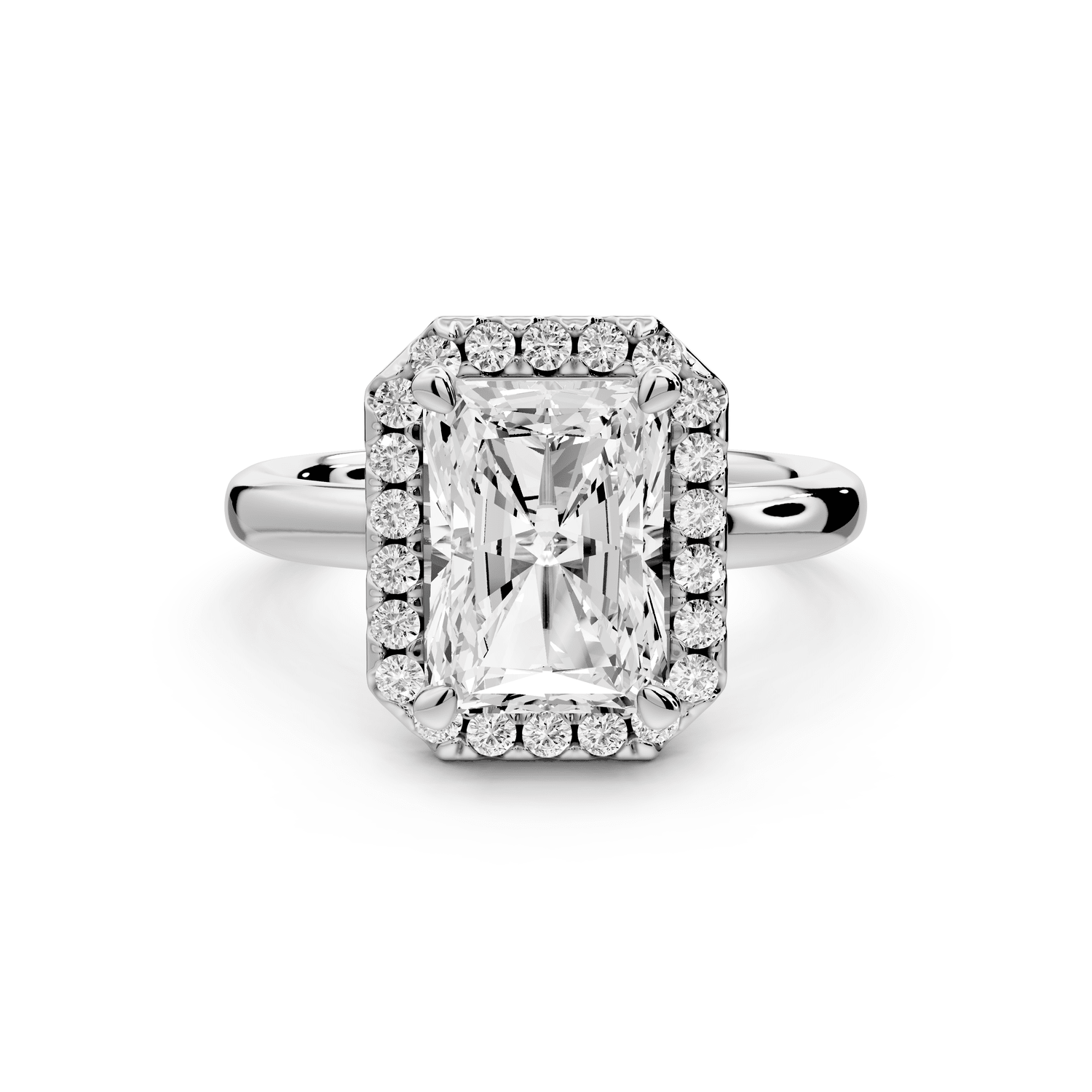 Eliana - 3ct 14k white gold radiant diamond with halo engagement ring - Mr. Alex Jewelry