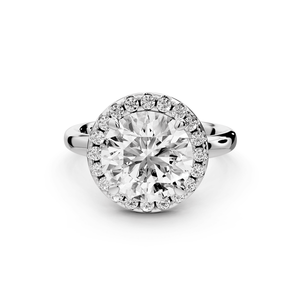 Eliana - 3ct 14k white gold round diamond with halo engagmennt ring - Mr. Alex Jewelry
