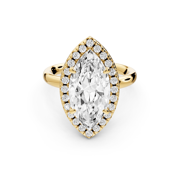 Eliana - 3ct 14k yellow gold marquise diamond with halo engagement ring - Mr. Alex Jewelry