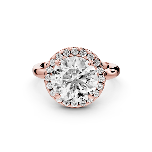 Eliana - 3ct 18k rose gold round diamond with halo engagmennt ring - Mr. Alex Jewelry