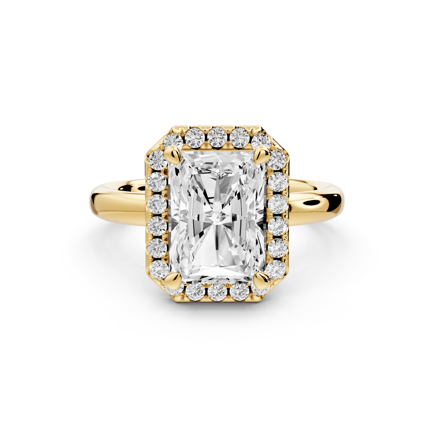 Eliana - 3ct 18k yellow gold radiant diamond with halo engagement ring - Mr. Alex Jewelry