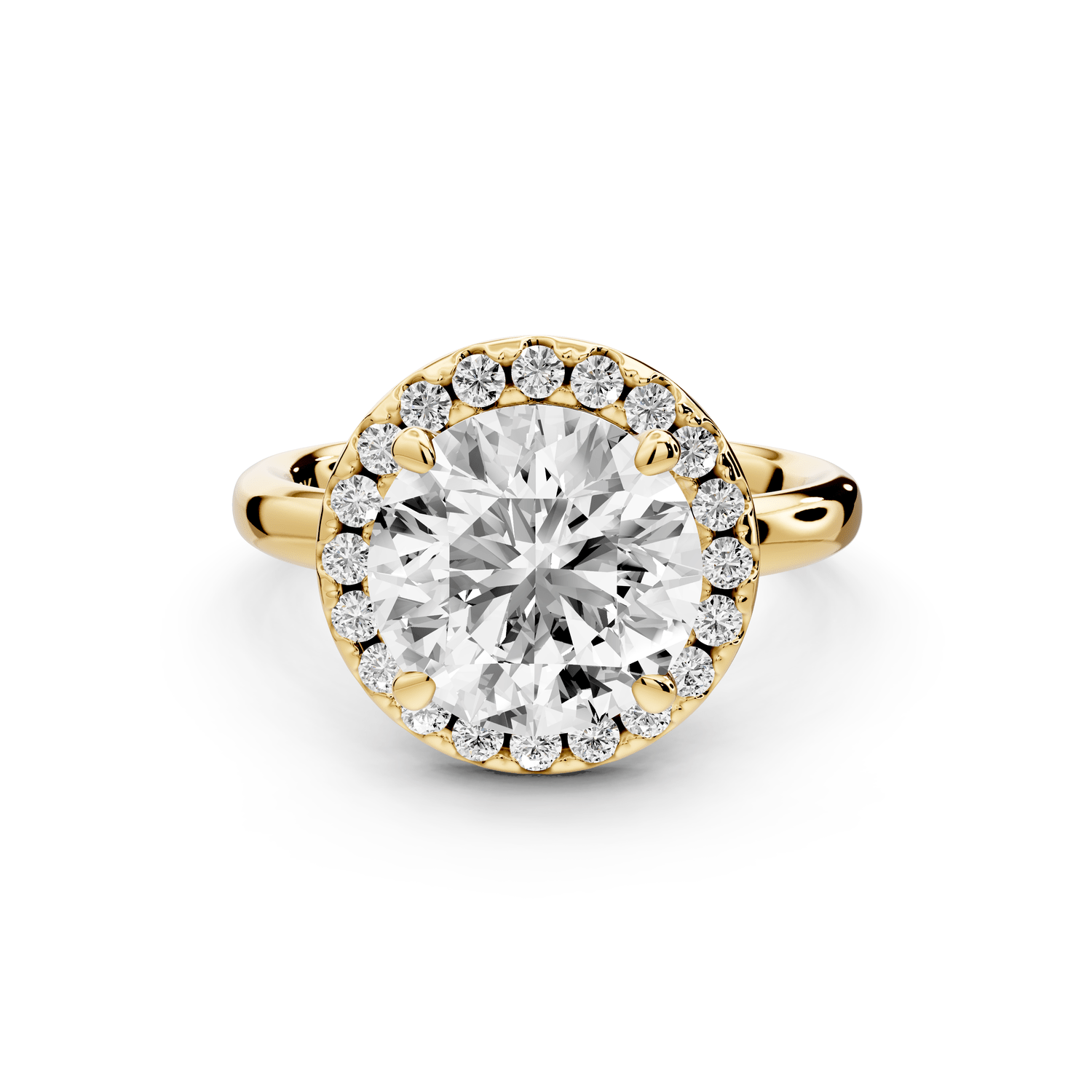 Eliana - 3ct 18k yellow gold round diamond with halo engagmennt ring - Mr. Alex Jewelry