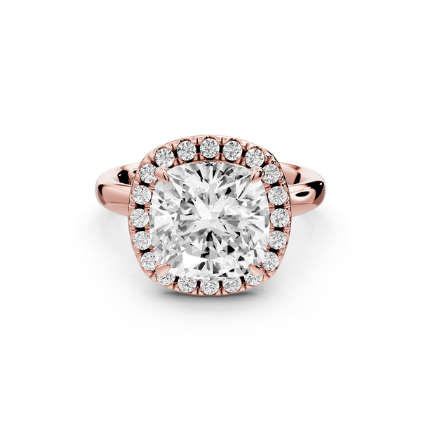 Eliana - 4ct 14k rose gold cushion diamond with halo engagement ring - Mr. Alex Jewelry