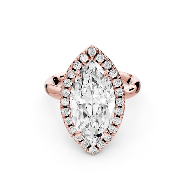 Eliana - 4ct 14k rose gold marquise diamond with halo engagement ring - Mr. Alex Jewelry