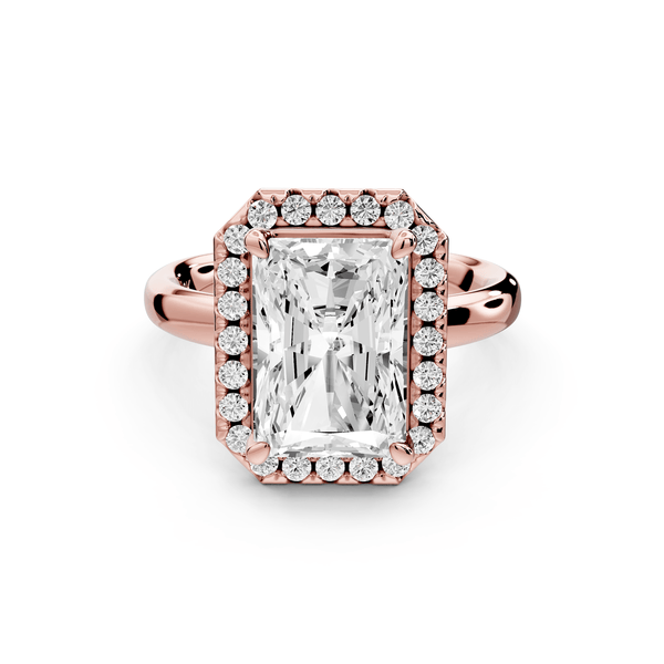 Eliana - 4ct 14k rose gold radiant diamond with halo engagement ring - Mr. Alex Jewelry