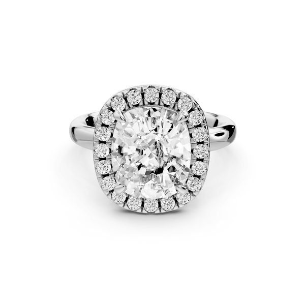 Eliana - 4ct 14k white gold ecushion diamond with halo engagement ring - Mr. Alex Jewelry
