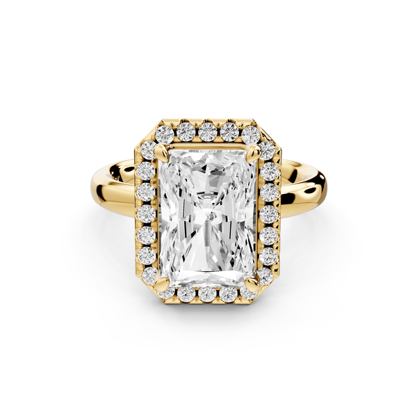 Eliana - 4ct 14k yellow gold radiant diamond with halo engagement ring - Mr. Alex Jewelry