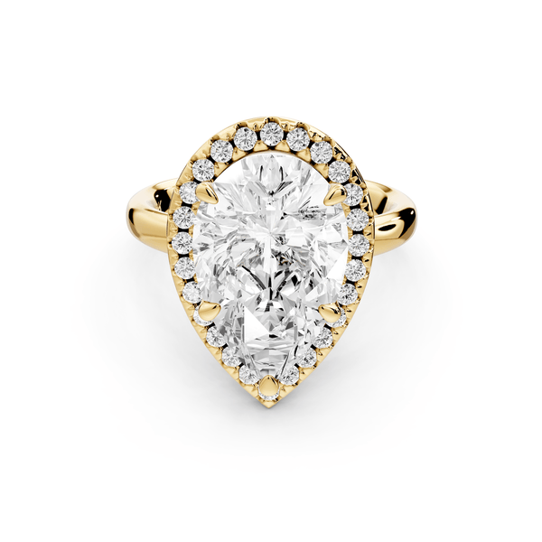 Eliana - 4ct 18k yellow gold pear diamond with halo engagmennt ring - Mr. Alex Jewelry