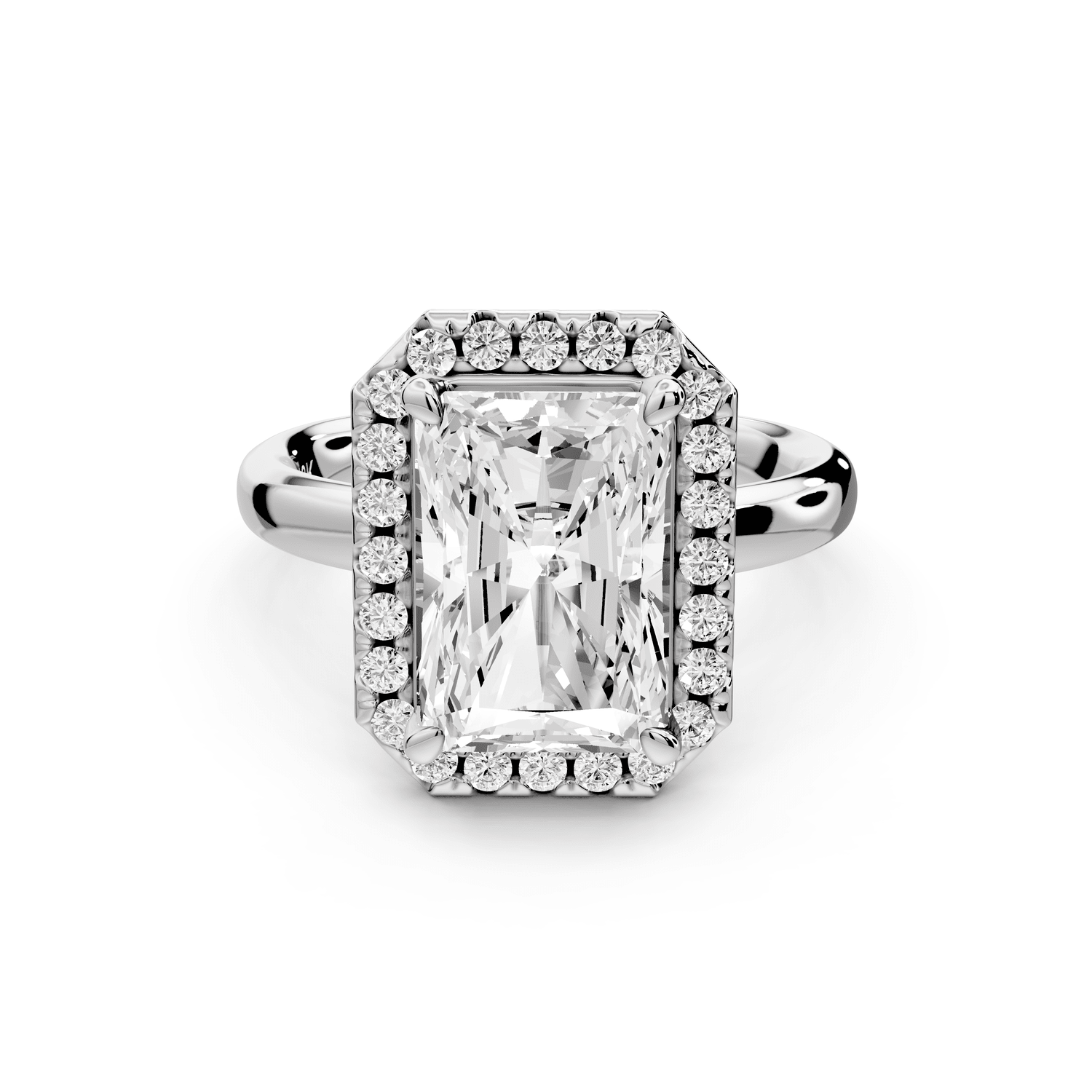 Eliana - 4ct platinum radiant diamond with halo engagement ring - Mr. Alex Jewelry