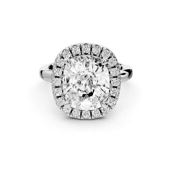Eliana - 5ct 14k white gold ecushion diamond with halo engagement ring - Mr. Alex Jewelry