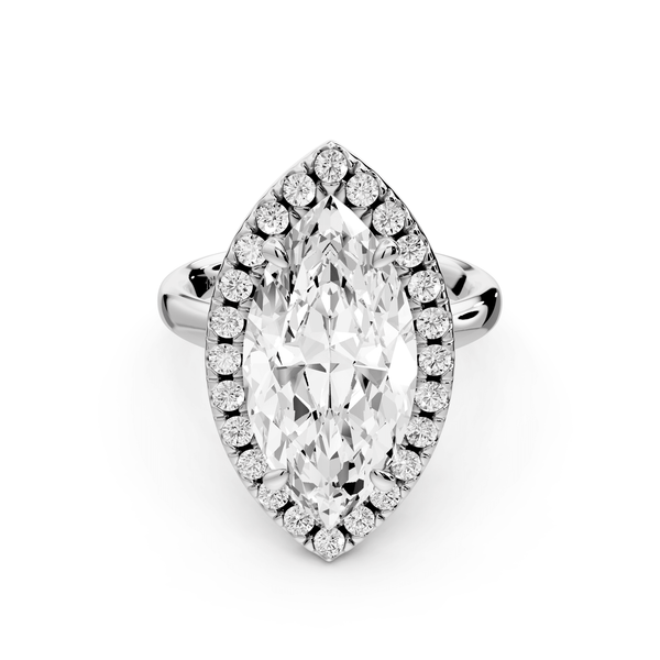 Eliana - 5ct 14k white gold marquise diamond with halo engagement ring - Mr. Alex Jewelry