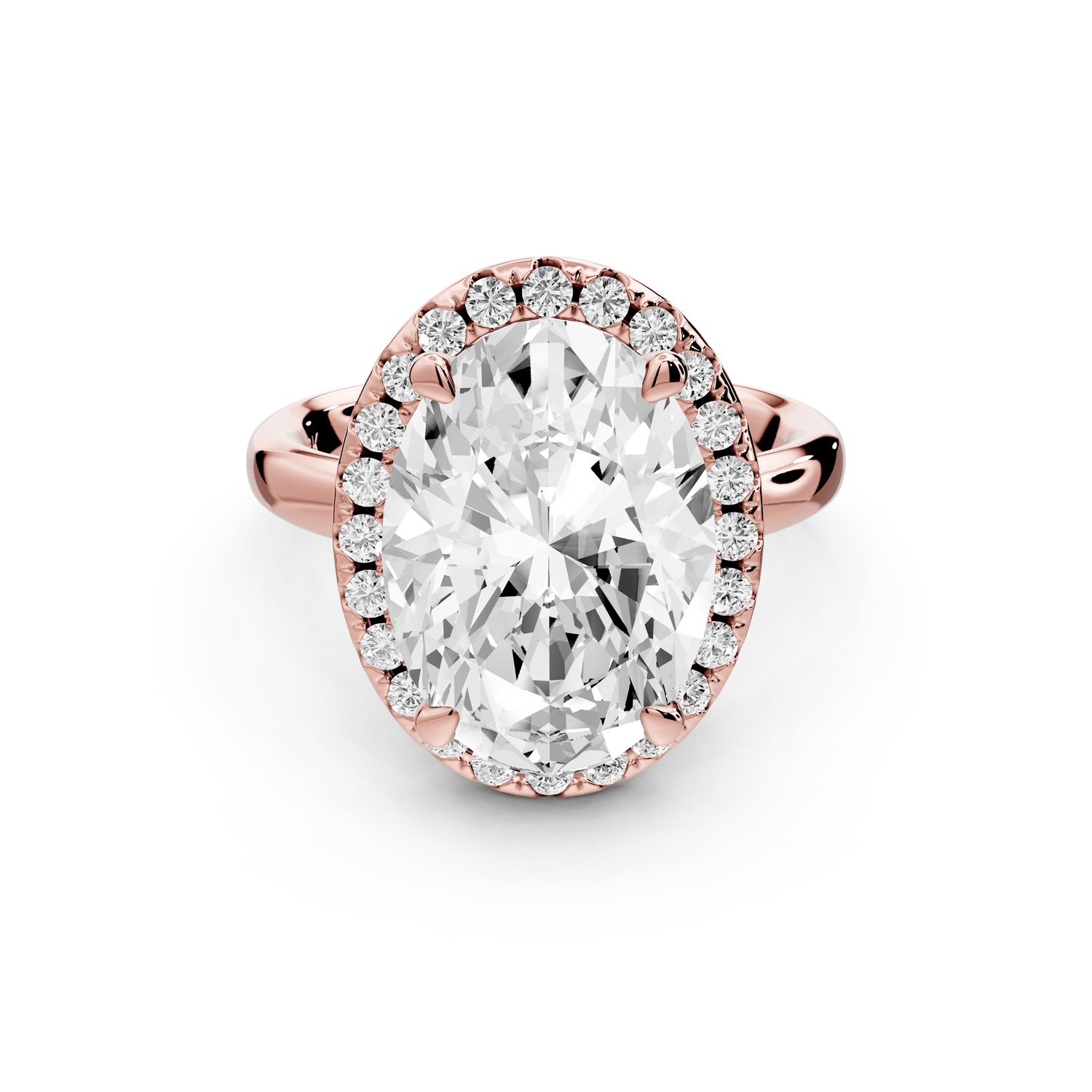 Eliana - 5ct 18k rose gold oval diamond with halo engagmennt ring - Mr. Alex Jewelry