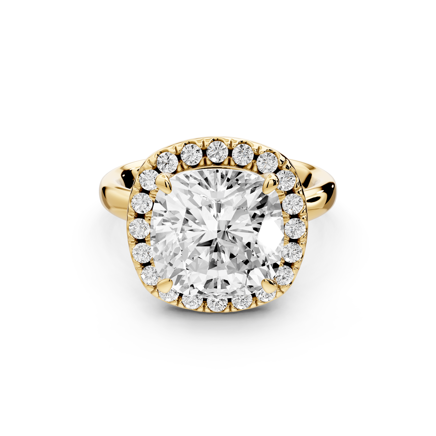 Eliana - 5ct 18k yellow gold cushion diamond with halo engagement ring - Mr. Alex Jewelry