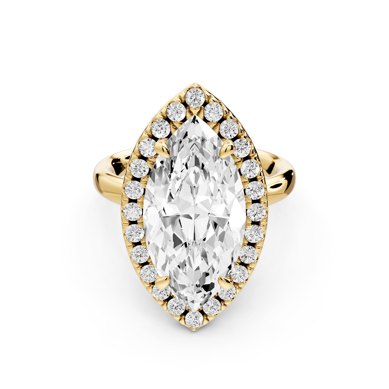 Eliana - 5ct 18k yellow gold marquise diamond with halo engagement ring - Mr. Alex Jewelry