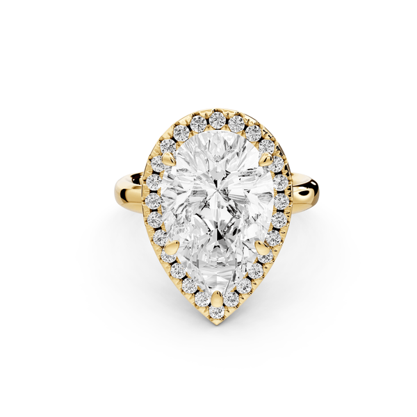Eliana - 5ct 18k yellow gold round diamond with halo engagmennt ring - Mr. Alex Jewelry