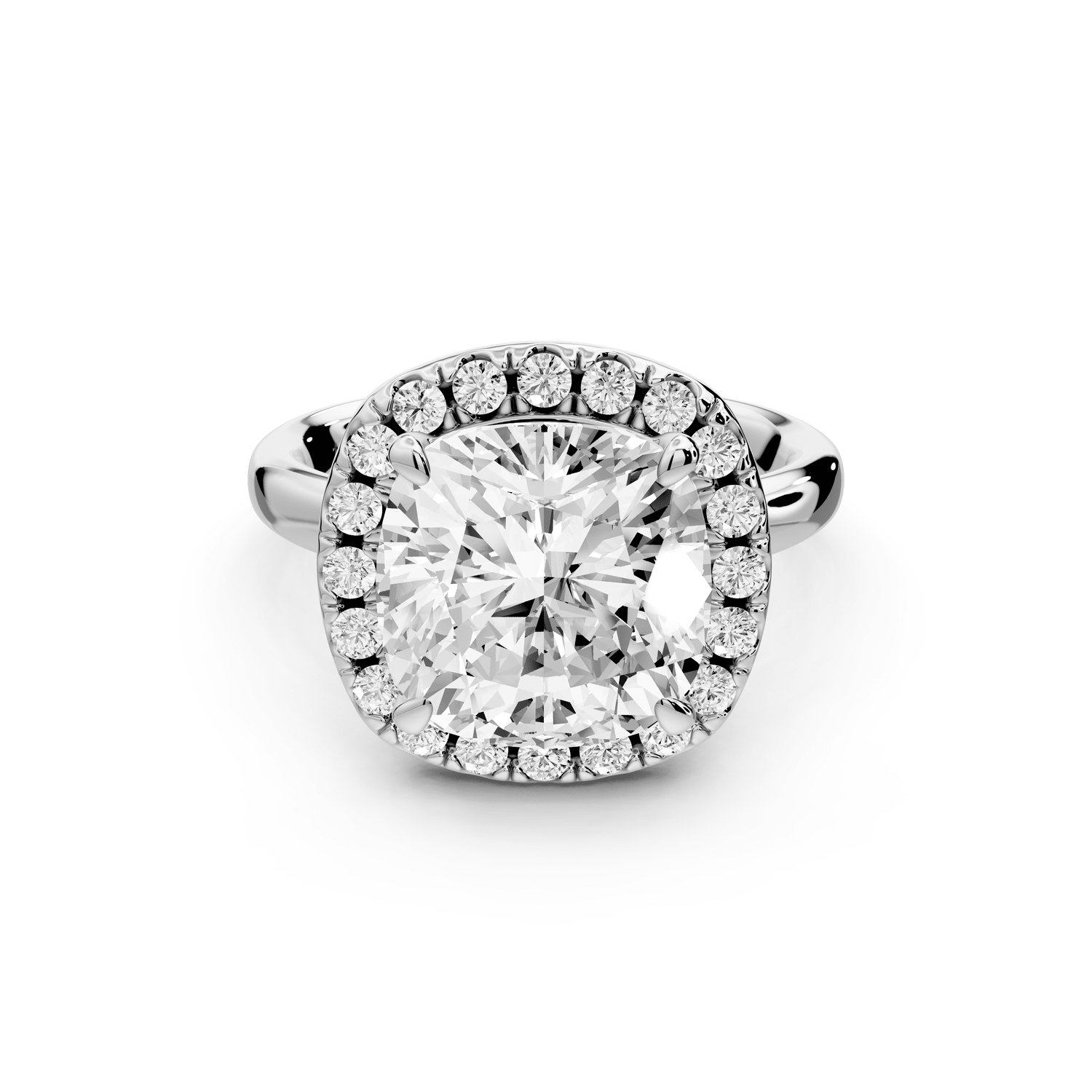 Eliana - 5ct platinum ecushion diamond with halo engagement ring - Mr. Alex Jewelry