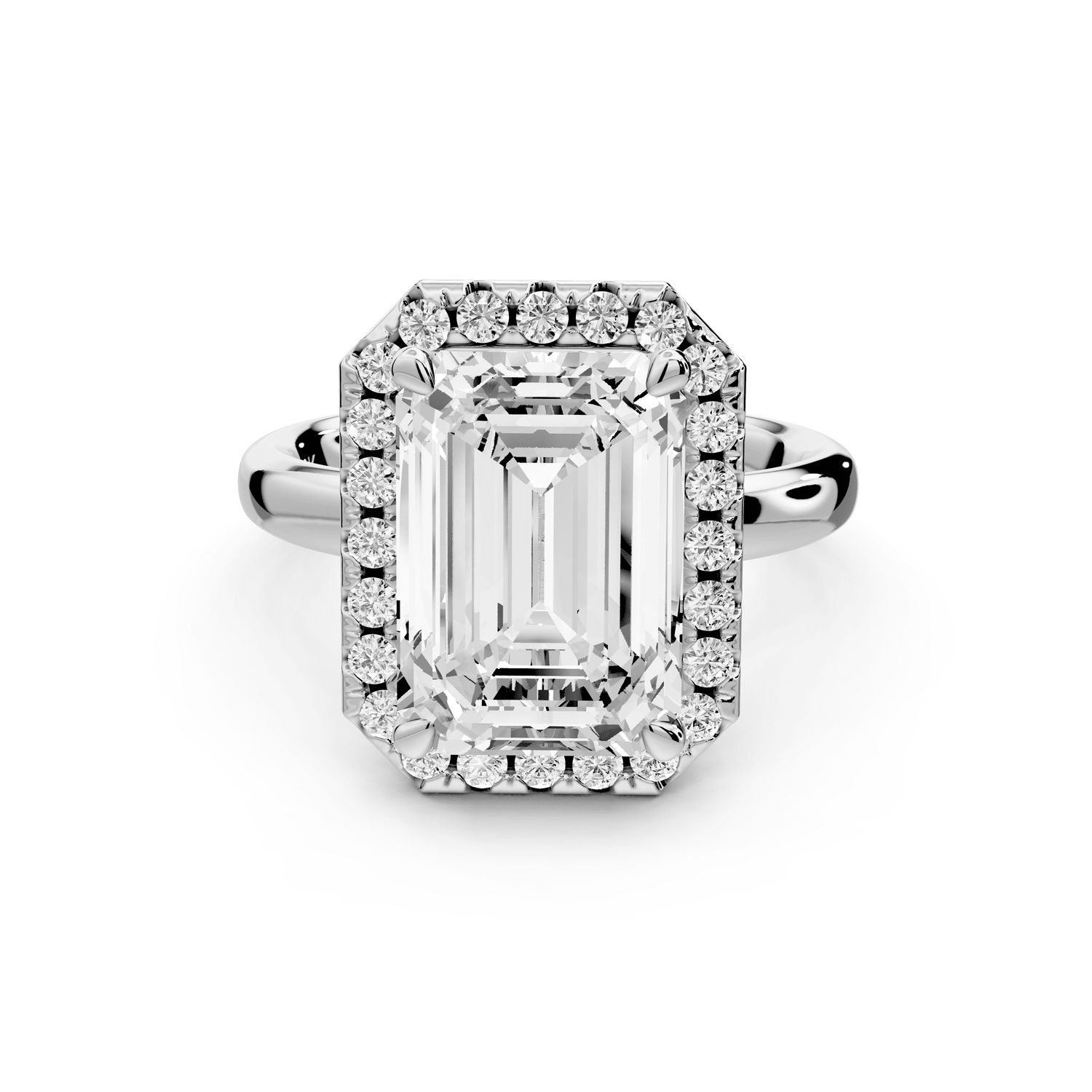 Eliana - 5ct platinum emerald diamond with halo engagmennt ring - Mr. Alex Jewelry