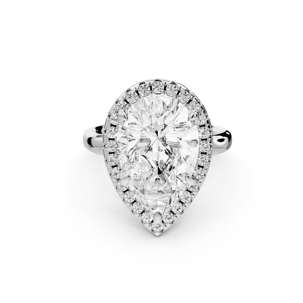 Eliana - 5ct platinum pear diamond with halo engagmennt ring - Mr. Alex Jewelry