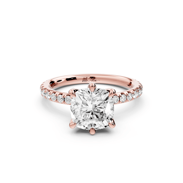 Elise - 2ct 14k rose gold cushion diamond 6 - Talon Prong Diamond Crown with Pavé Engagement Ring - Mr. Alex Jewelry