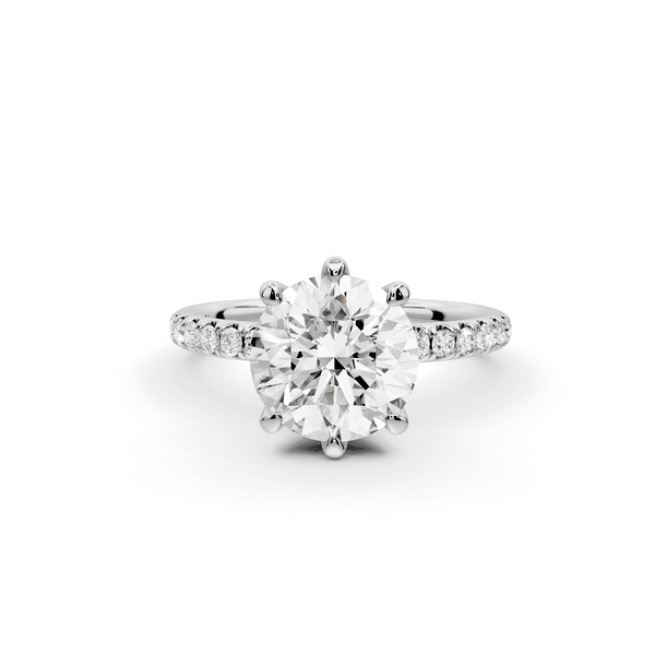 Elise - 2ct 14k white gold round diamond 6 - Talon Prong Diamond Crown with Pavé Engagement Ring - Mr. Alex Jewelry
