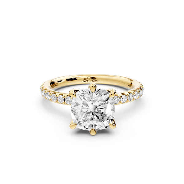 Elise - 2ct 14k yellow gold cushion diamond 6 - Talon Prong Diamond Crown with Pavé Engagement Ring - Mr. Alex Jewelry