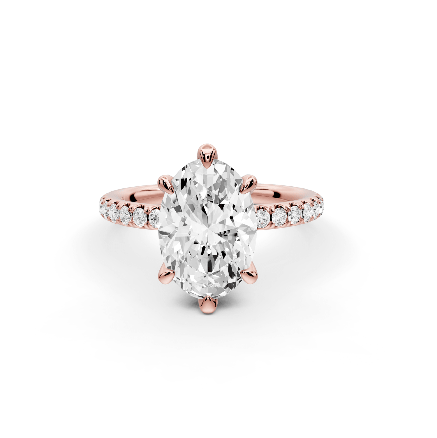 Elise - 2ct 18k rose gold oval diamond 6 - Talon Prong Diamond Crown with Pavé Engagement Ring - Mr. Alex Jewelry
