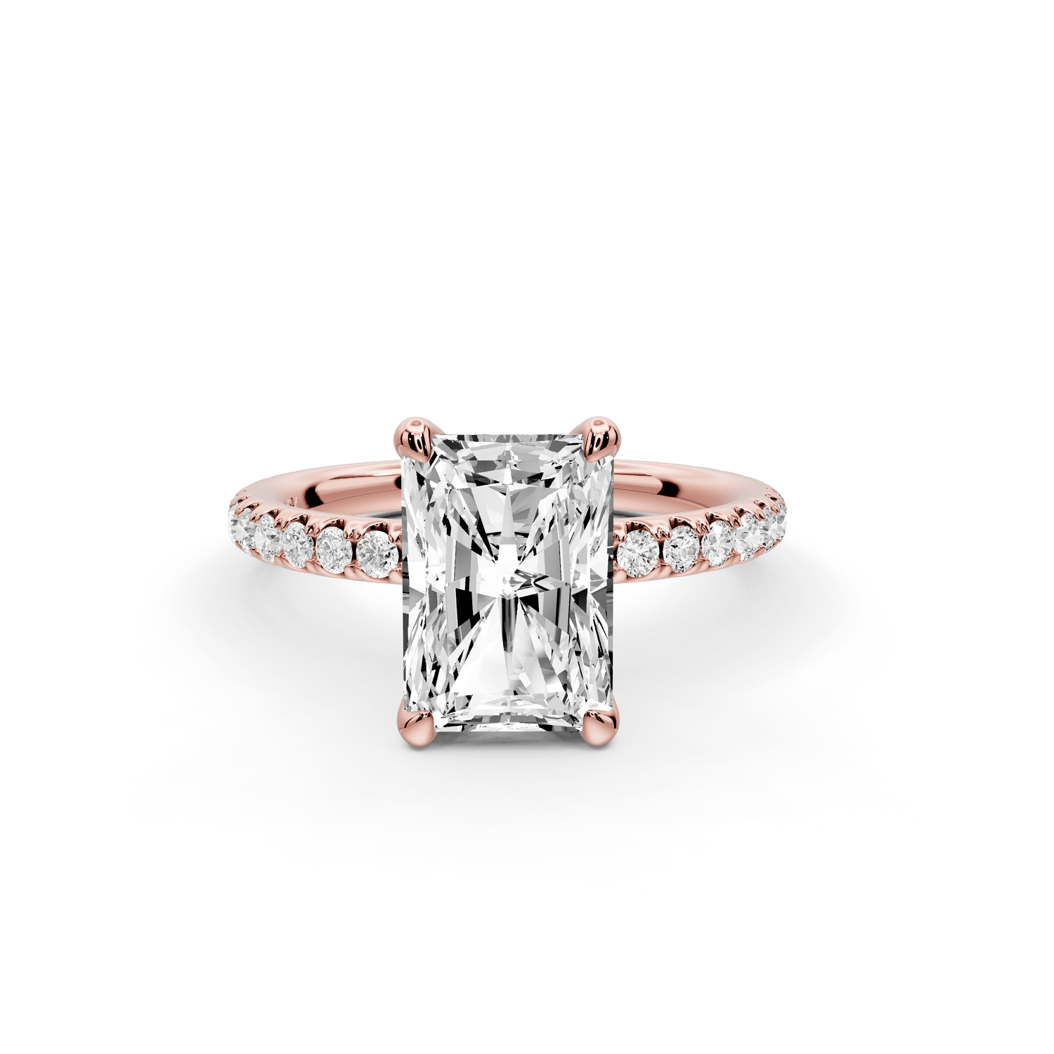 Elise - 2ct 18k rose gold radiant diamond 6 - Talon Prong Diamond Crown with Pavé Engagement Ring - Mr. Alex Jewelry