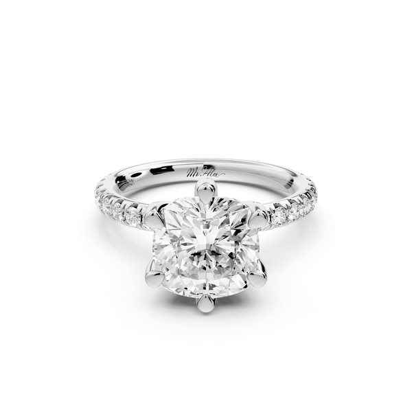 Elise - 3ct 14k white gold cushion diamond 6 - Talon Prong Diamond Crown with Pavé Engagement Ring - Mr. Alex Jewelry