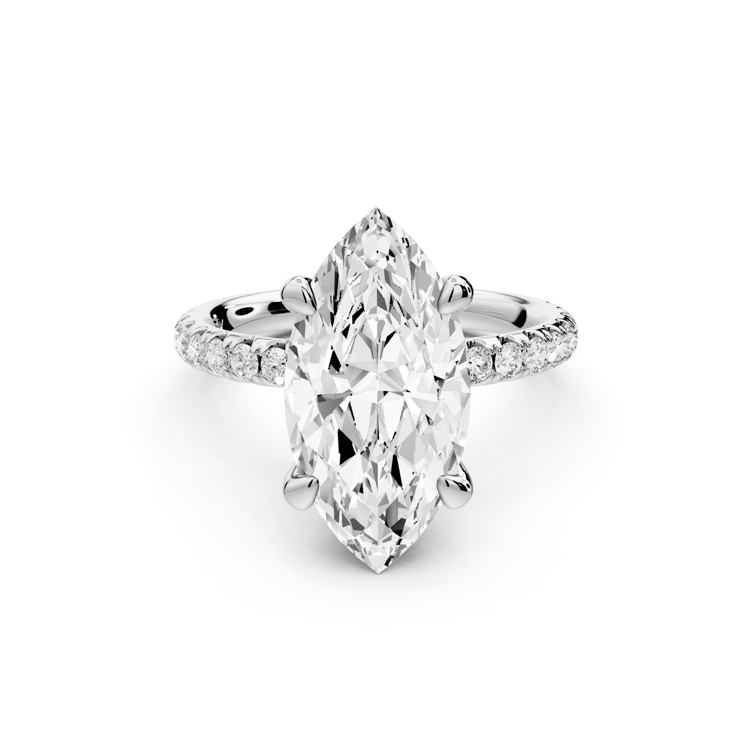 Elise - 3ct 14k white gold marquise diamond 6 - Talon Prong Diamond Crown with Pavé Engagement Ring - Mr. Alex Jewelry
