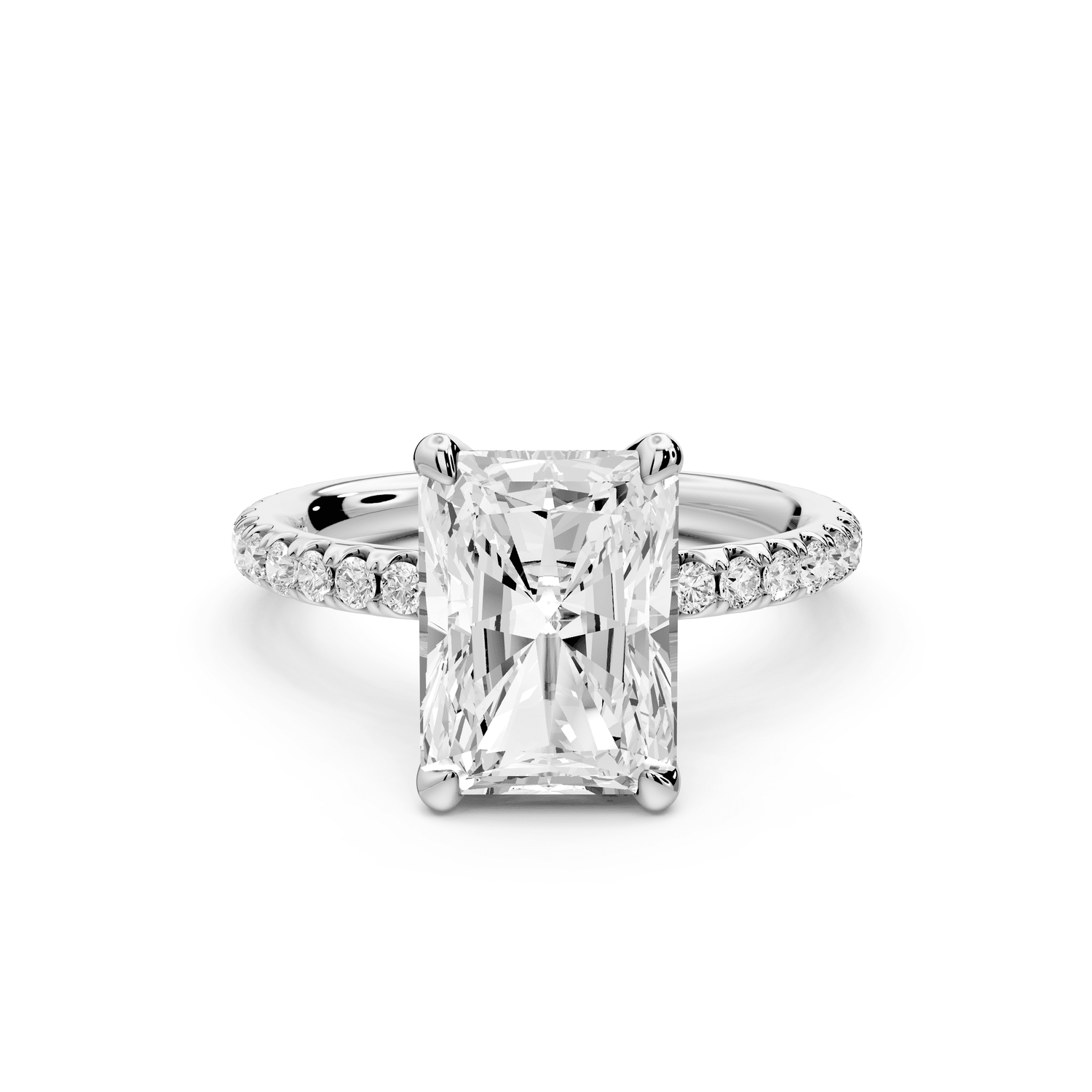 Elise - 3ct 14k white gold radiant diamond 6 - Talon Prong Diamond Crown with Pavé Engagement Ring - Mr. Alex Jewelry