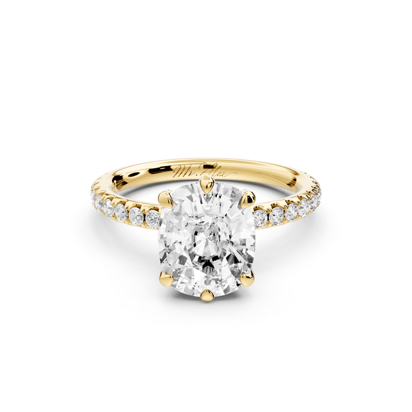 Elise - 3ct 14k yellow gold ecushion diamond 6 - Talon Prong Diamond Crown with Pavé Engagement Ring - Mr. Alex Jewelry