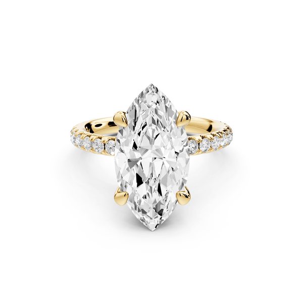 Elise - 3ct 14k yellow gold marquise diamond 6 - Talon Prong Diamond Crown with Pavé Engagement Ring - Mr. Alex Jewelry