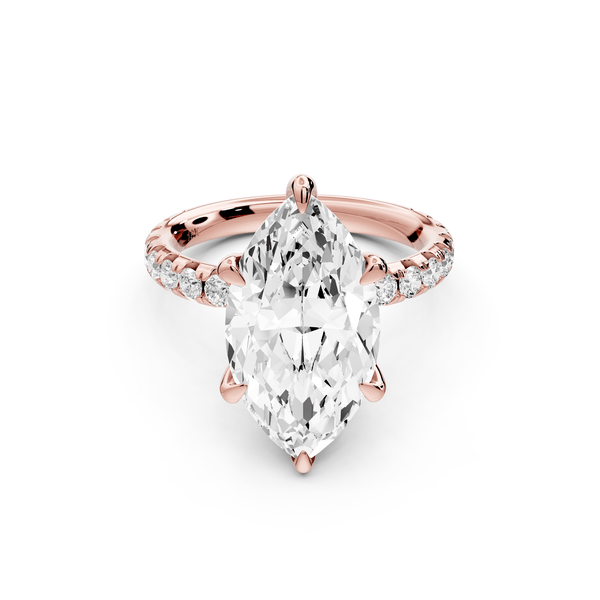 Elise - 4ct 14k rose gold marquise diamond 6 - Talon Prong Diamond Crown with Pavé Engagement Ring - Mr. Alex Jewelry