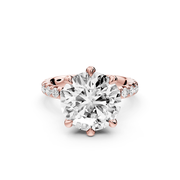 Elise - 4ct 14k rose gold round diamond 6 - Talon Prong Diamond Crown with Pavé Engagement Ring - Mr. Alex Jewelry