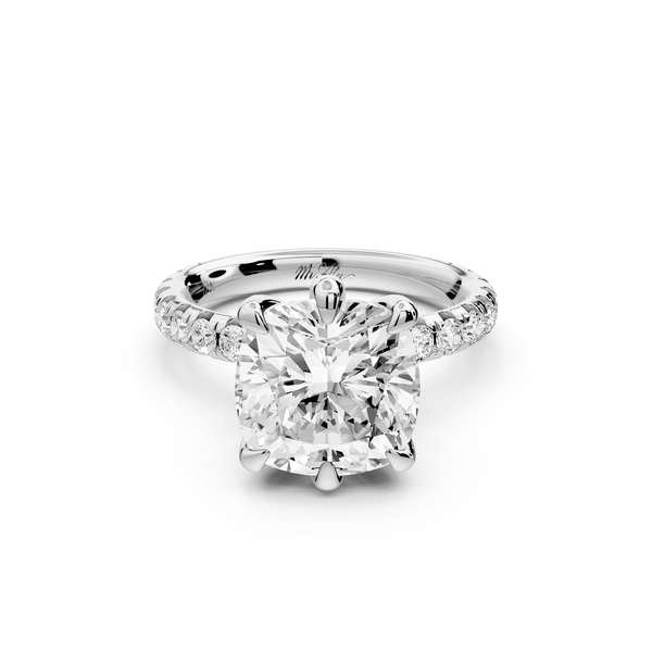 Elise - 4ct 14k white gold cushion diamond 6 - Talon Prong Diamond Crown with Pavé Engagement Ring - Mr. Alex Jewelry
