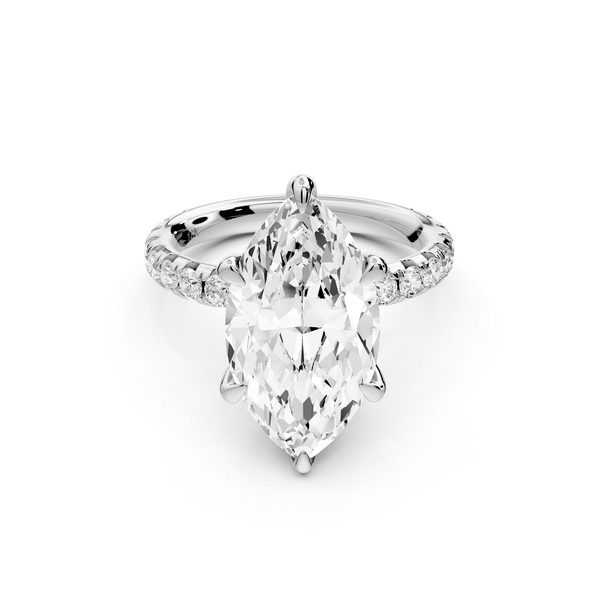 Elise - 4ct 14k white gold marquise diamond 6 - Talon Prong Diamond Crown with Pavé Engagement Ring - Mr. Alex Jewelry