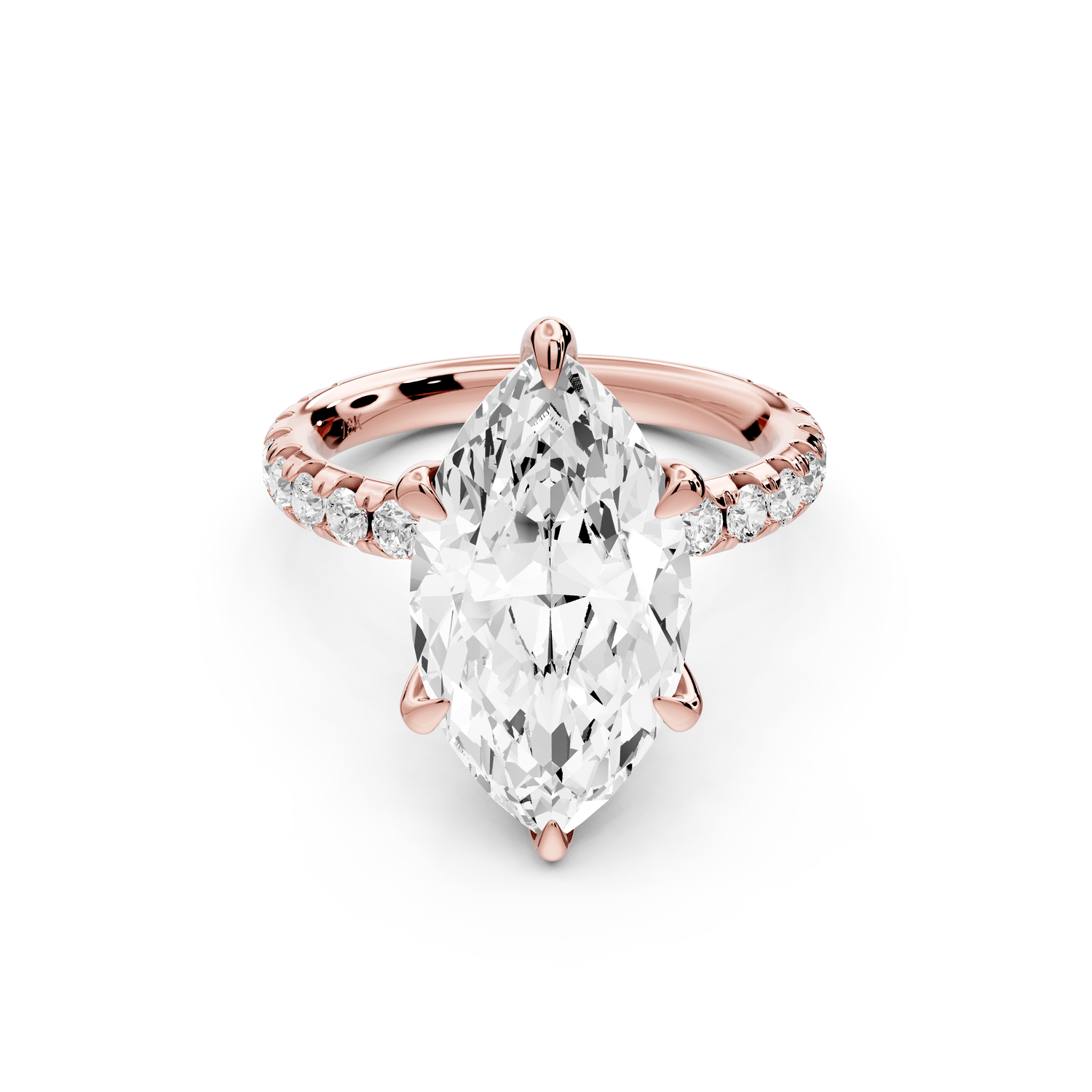 Elise - 4ct 18k rose gold marquise diamond 6 - Talon Prong Diamond Crown with Pavé Engagement Ring - Mr. Alex Jewelry