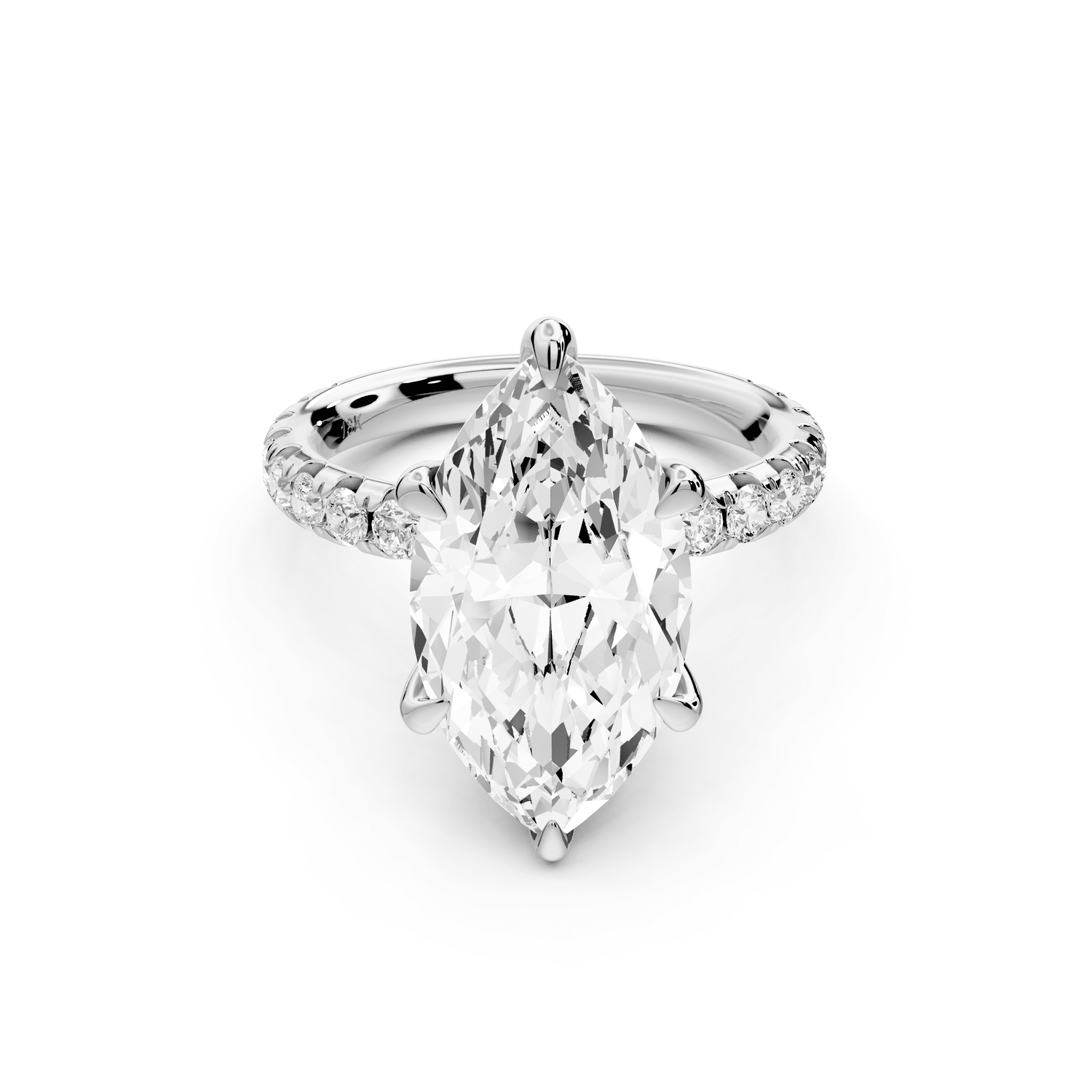Elise - 4ct platinum marquise diamond 6 - Talon Prong Diamond Crown with Pavé Engagement Ring - Mr. Alex Jewelry