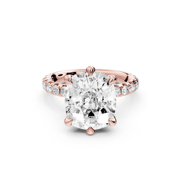 Elise - 5ct 14k rose gold ecushion diamond 6 - Talon Prong Diamond Crown with Pavé Engagement Ring - Mr. Alex Jewelry