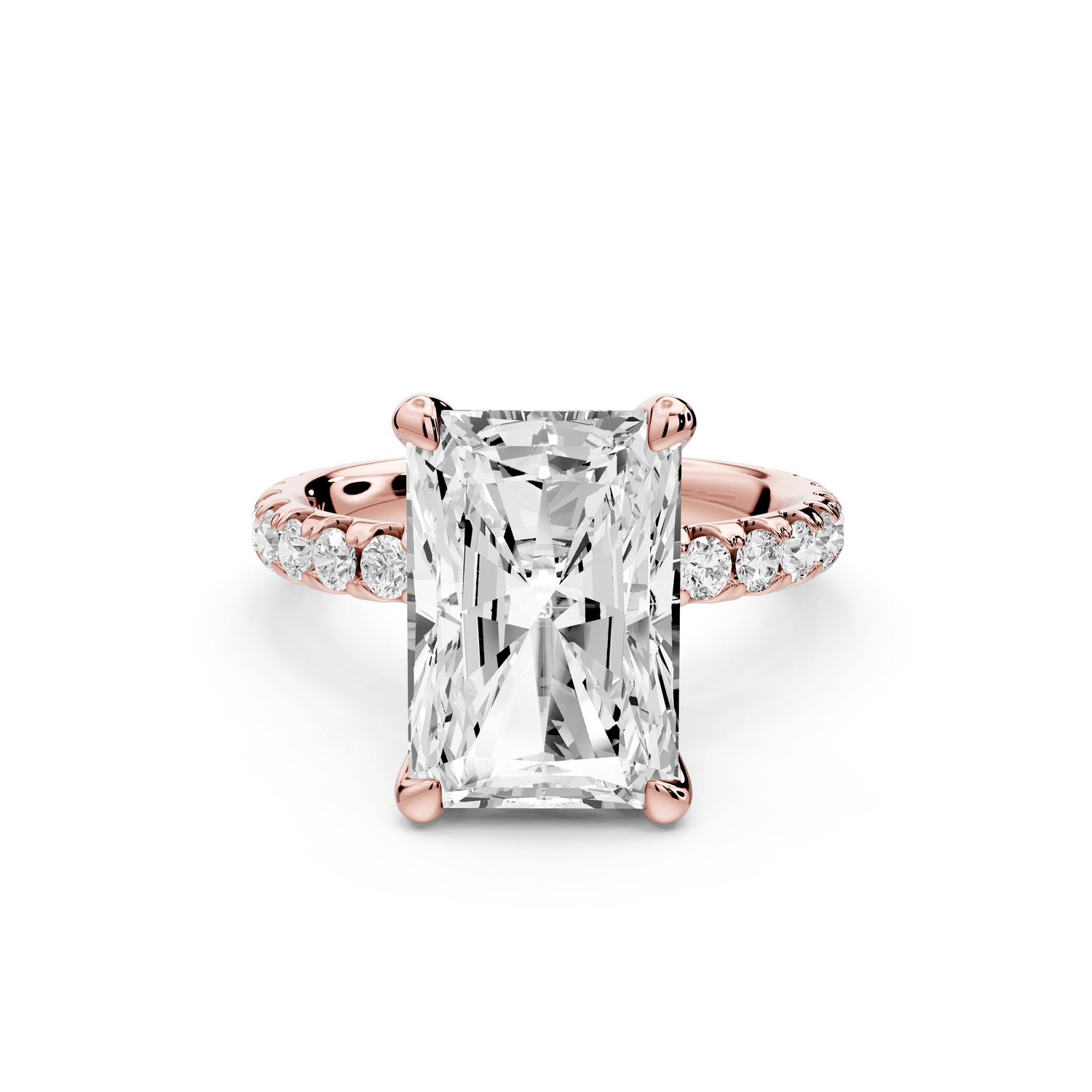 Elise - 5ct 14k rose gold radiant diamond 6 - Talon Prong Diamond Crown with Pavé Engagement Ring - Mr. Alex Jewelry
