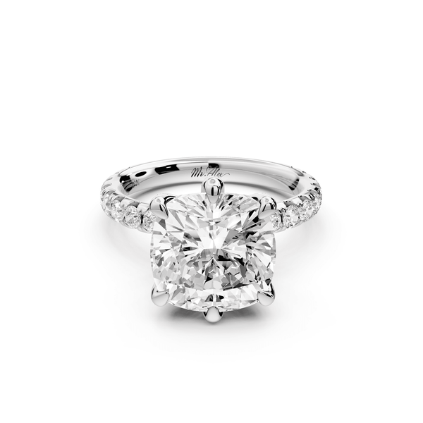 Elise - 5ct 14k white gold cushion diamond 6 - Talon Prong Diamond Crown with Pavé Engagement Ring - Mr. Alex Jewelry